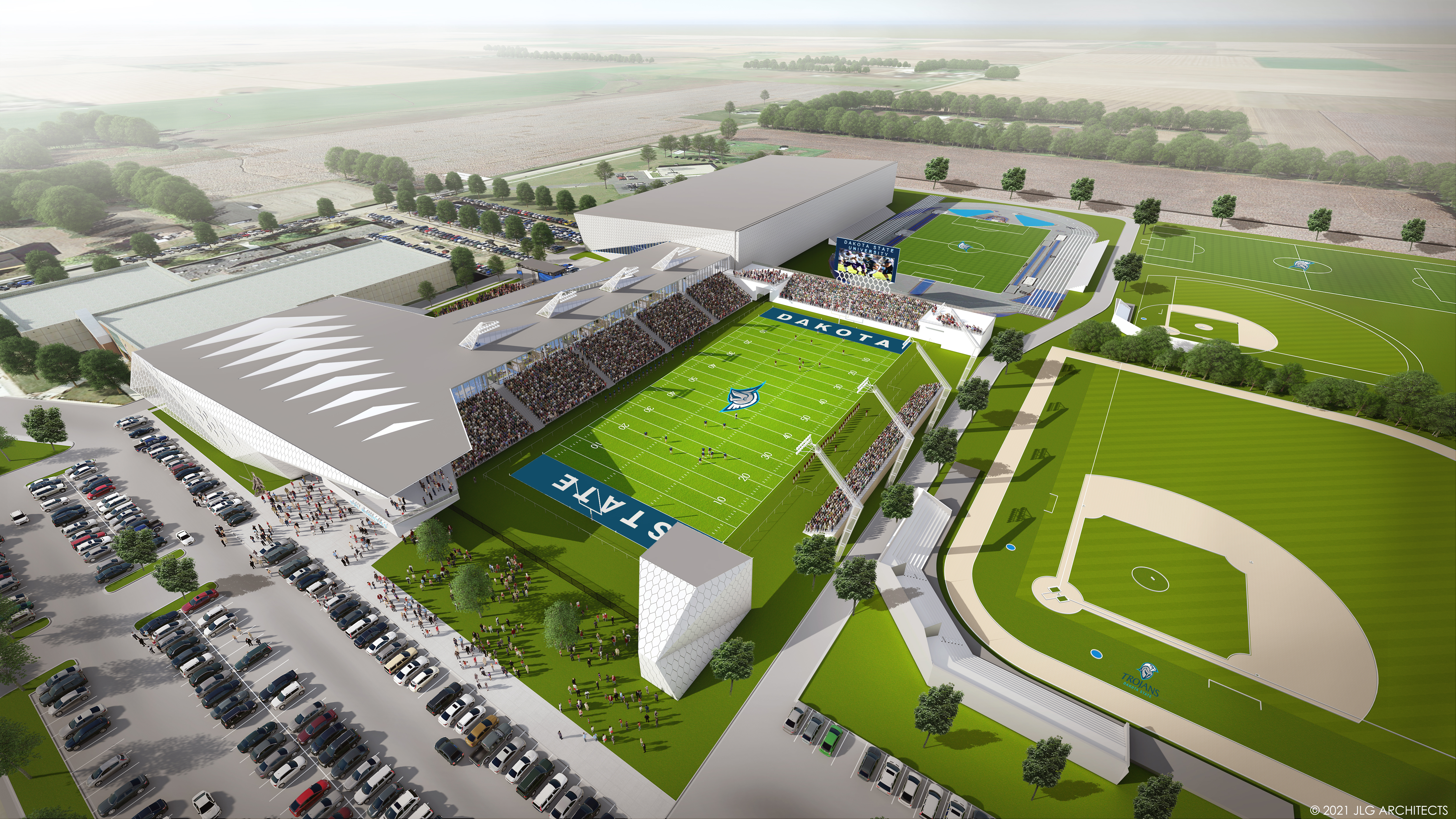 Birds eye view of the new Blankely athletic complex 